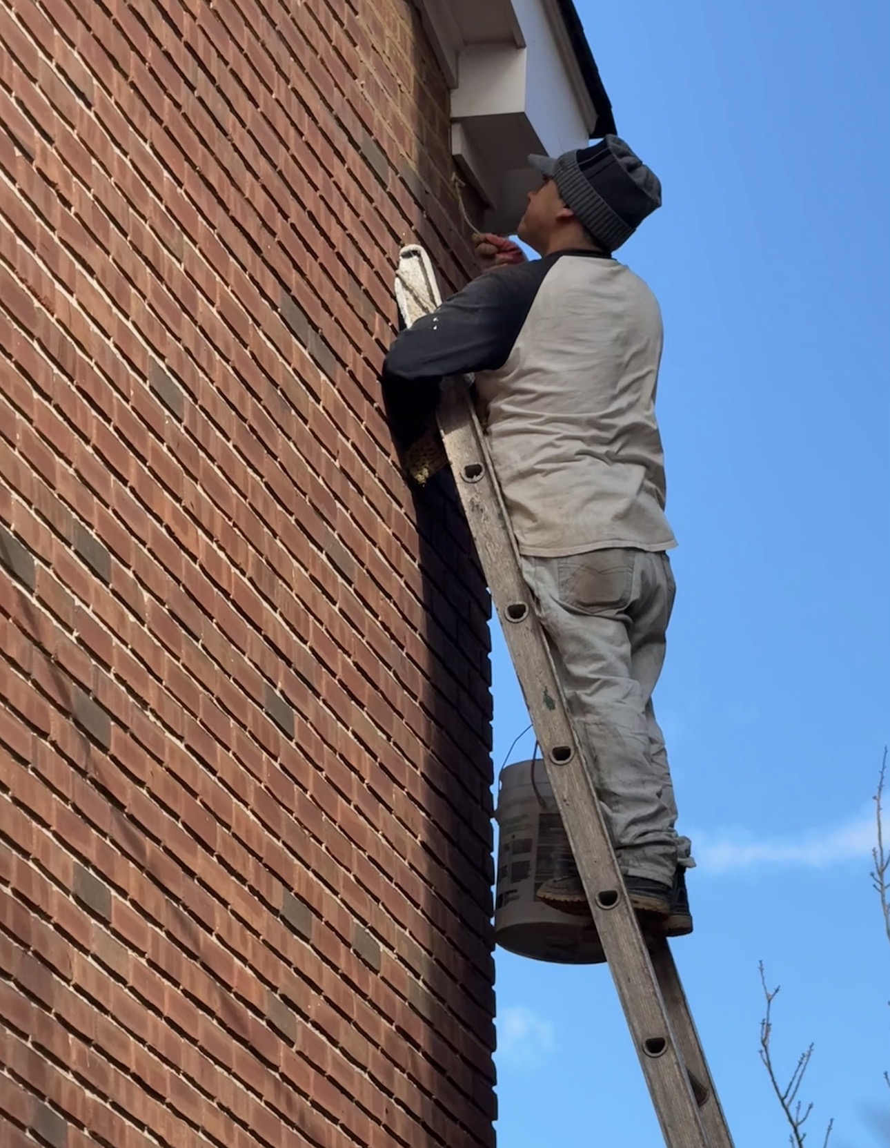 Close-up brick pointing and mortar joint work by Captain Construction Corp.