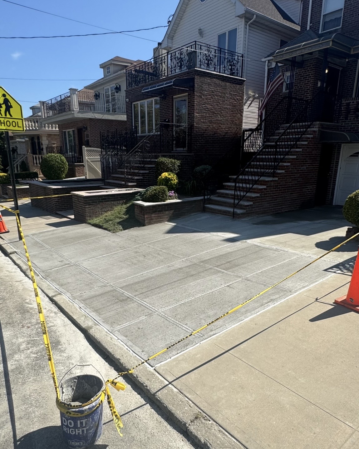 Concrete area after fresh pour and finishing.