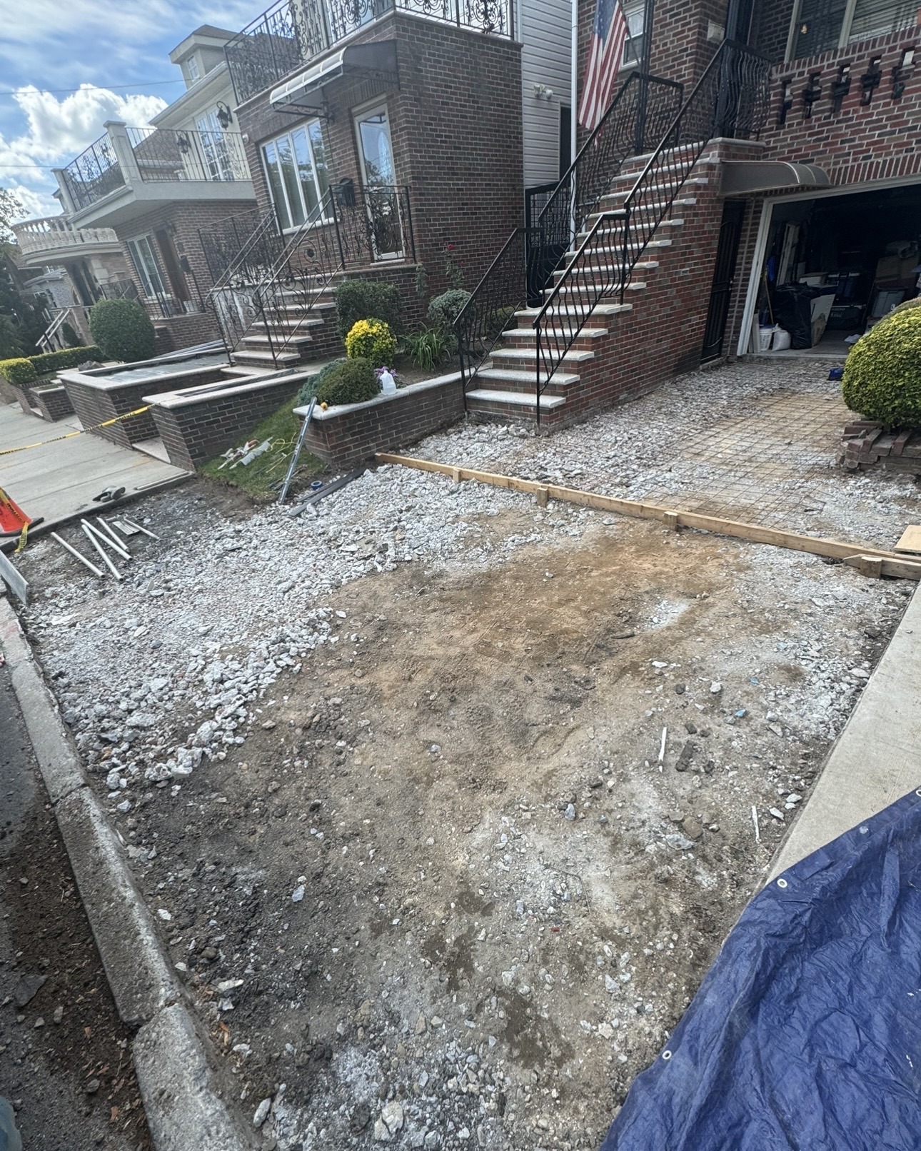 Concrete surface after demolition and preparation.