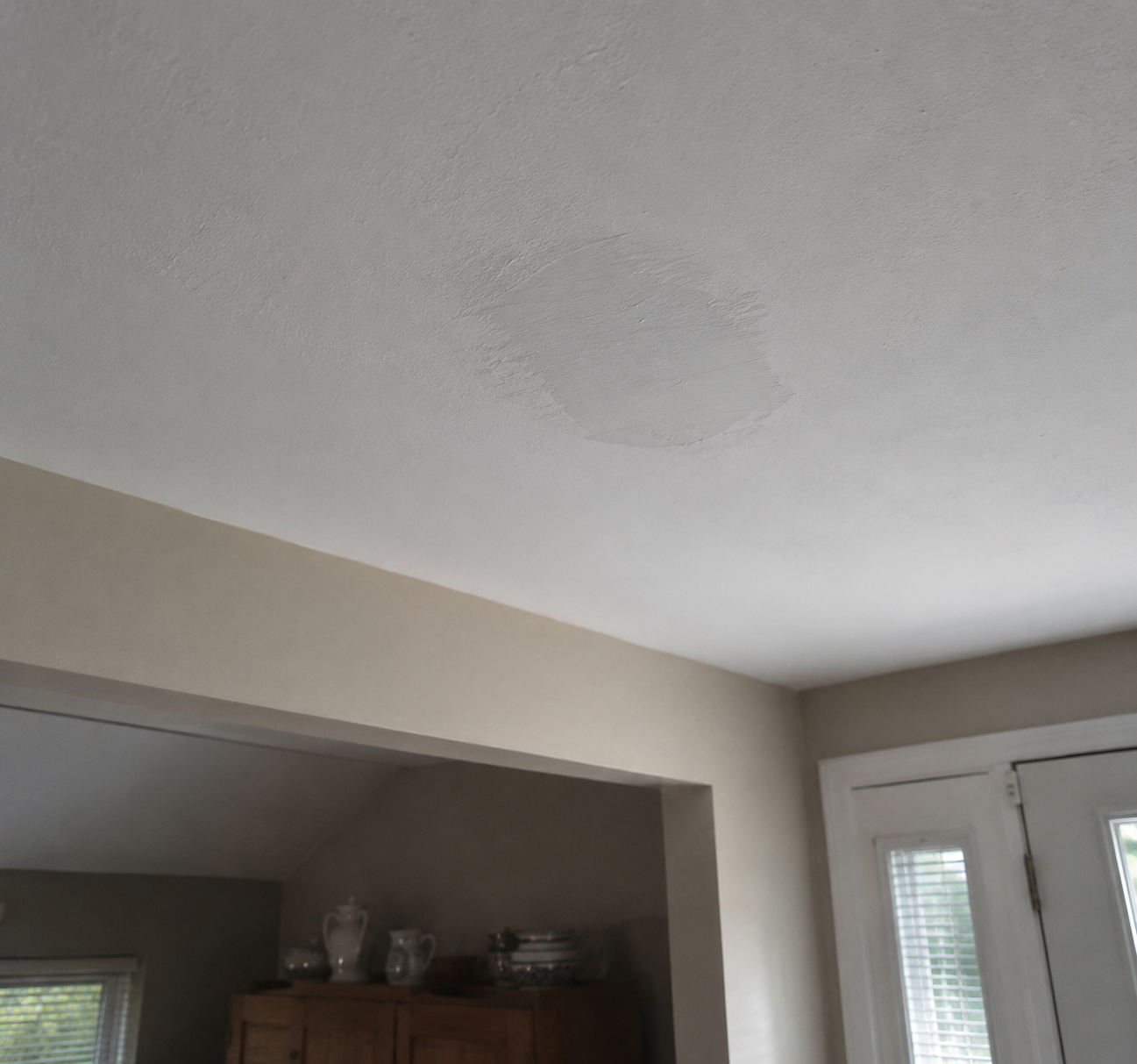 Interior ceiling after roof repair.